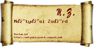 Mátyási Zoárd névjegykártya